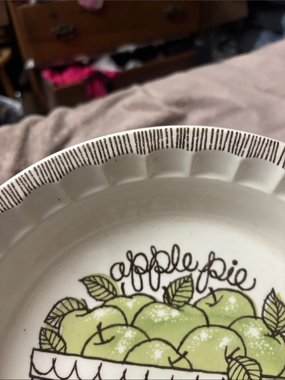 Vintage Royal China Country Harvest Ceramic Apple Pie Recipe Baking Plate 11”